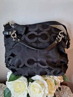 Coach Brooke Mahogany Op Art Signature Hobo Shoulder Bag N#D1073-14147